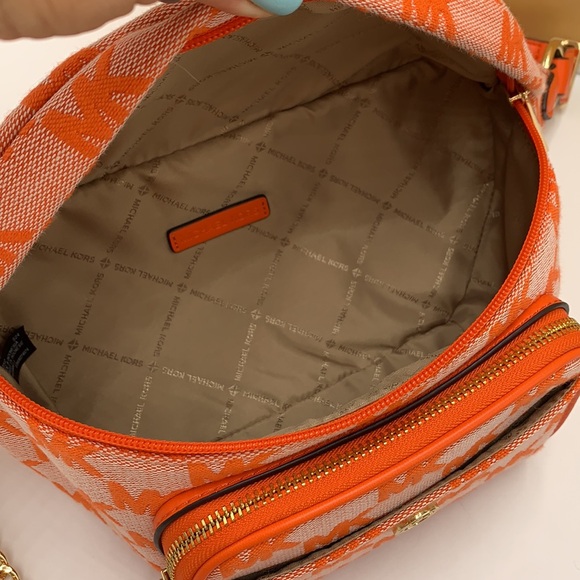 MICHAEL KORS Maisie Large Logo 2-in-1 Sling Waist Fanny Pack Crossbody Poppy NWT - Picture 13 of 16